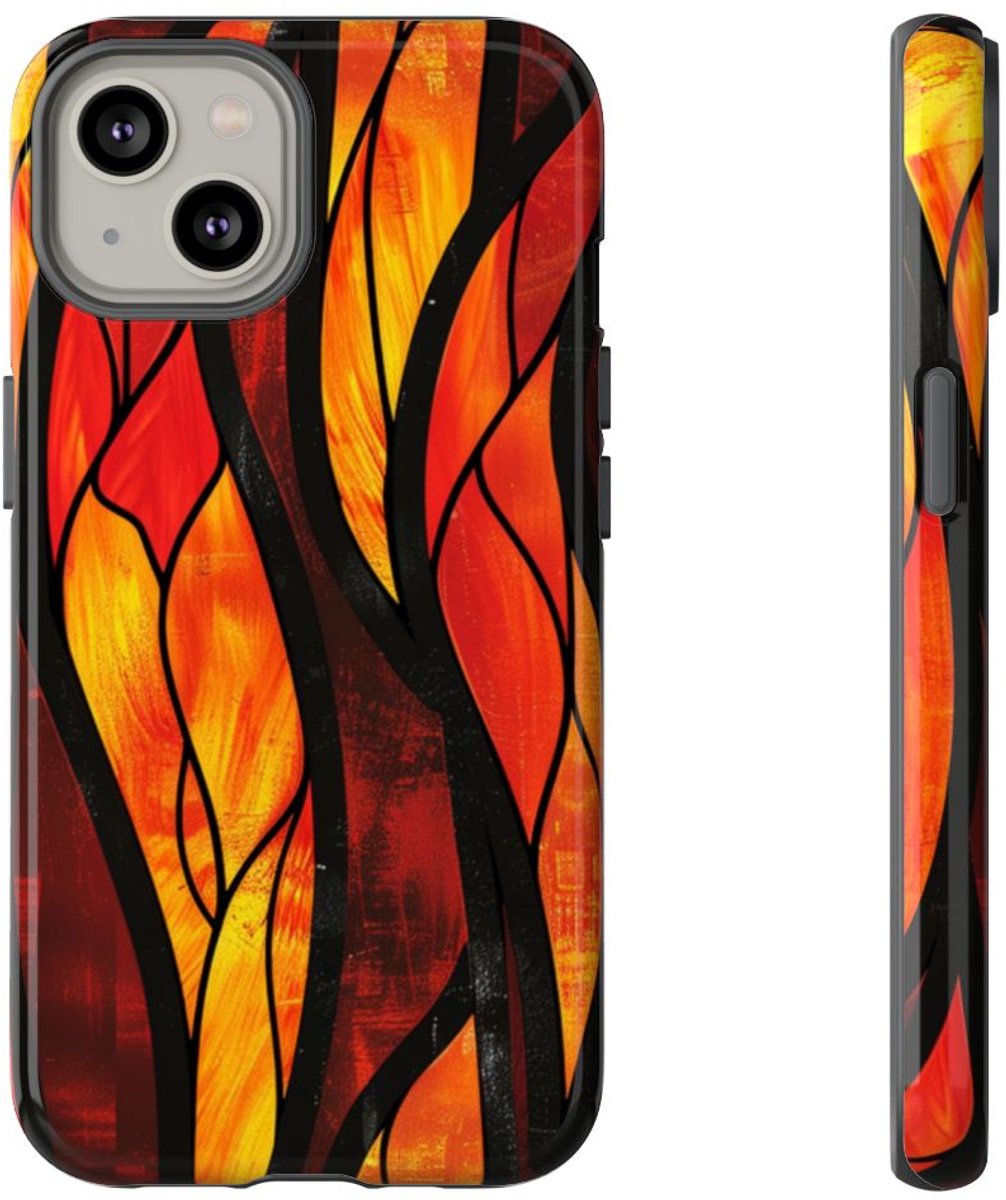 Glas-in-Lood Vlammen Design – Telefoonhoesje Geschikt voor iPhone 14