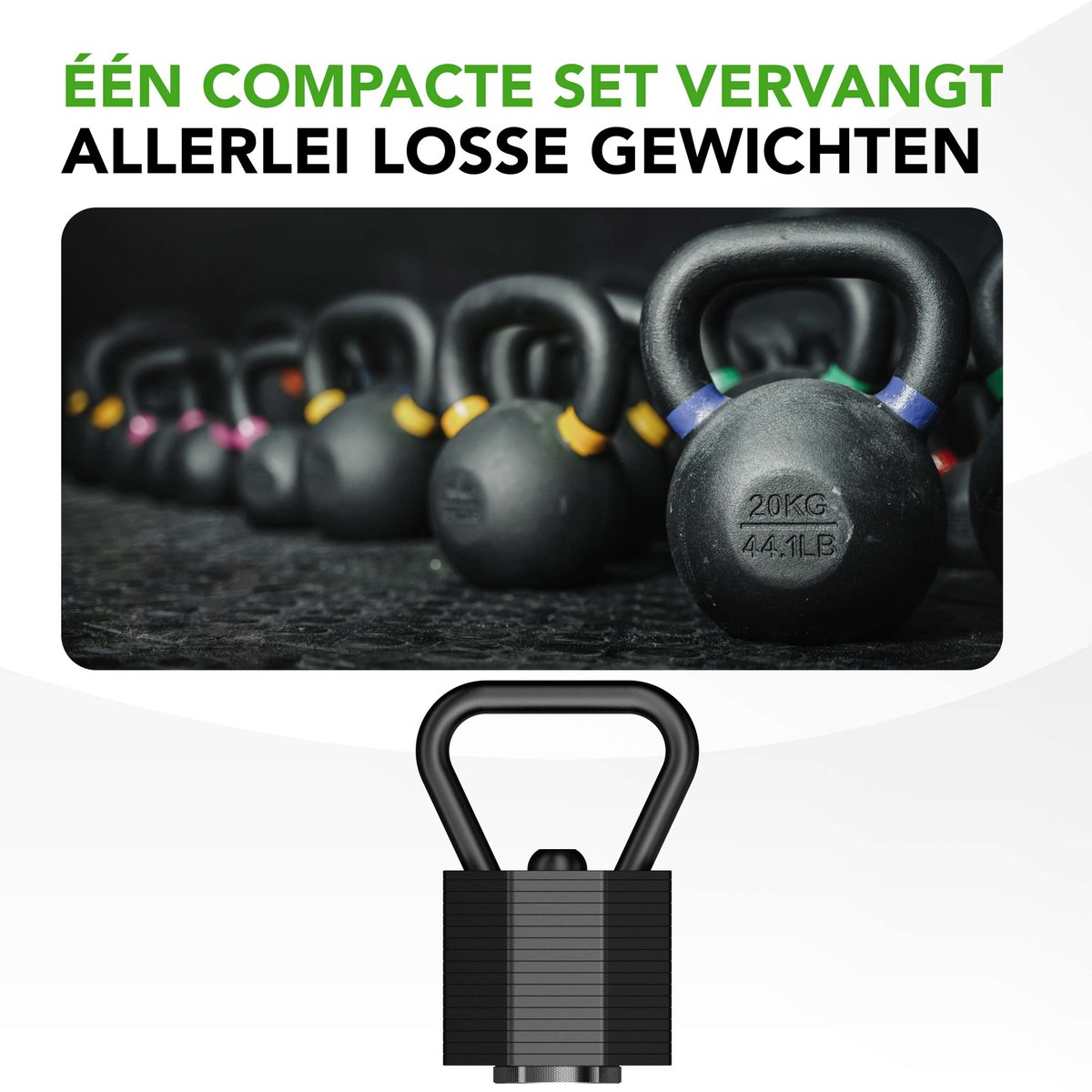Tunturi Rapid Verstelbare Kettlebell- Kettlebellset van 36 kg - Verstelbaar van 3,5 t/m 36 kg - 25 kettlebells in één - Gewichtenset voor home gym – foto 6