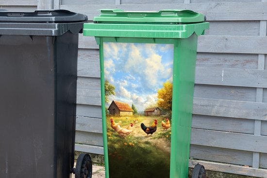 Container sticker Kippen - Landelijke rust - Natuur - 44x98 cm - Kliko sticker