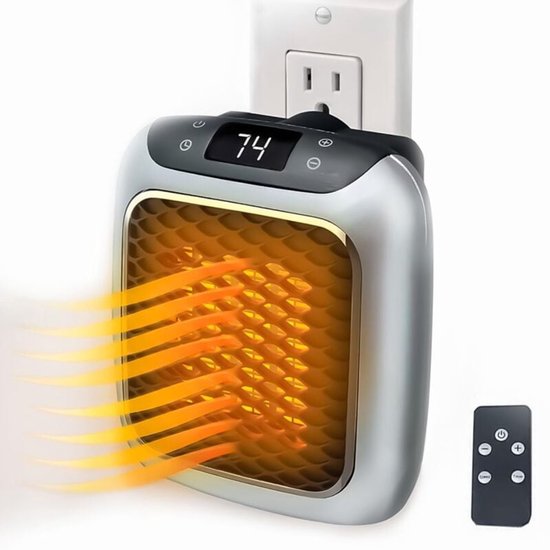800W slimme keramische ventilatorkachel, elektrische kachel met stopcontact, mini elektrische ventilatorkachel met afstandsbediening voor slaapkamer, kantoor en woonkamer