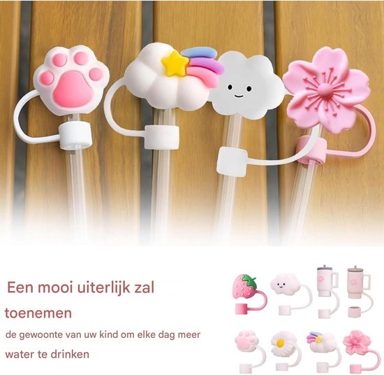 TOVBMUP beker rietje accessoire - Geschikt voor Stanley bekers - 10 mm - stofdichte siliconen rietje hoes - siliconen hoes accessoire - rietje hoes set - beker niet inbegrepen van Tovbmup — afbeelding 3
