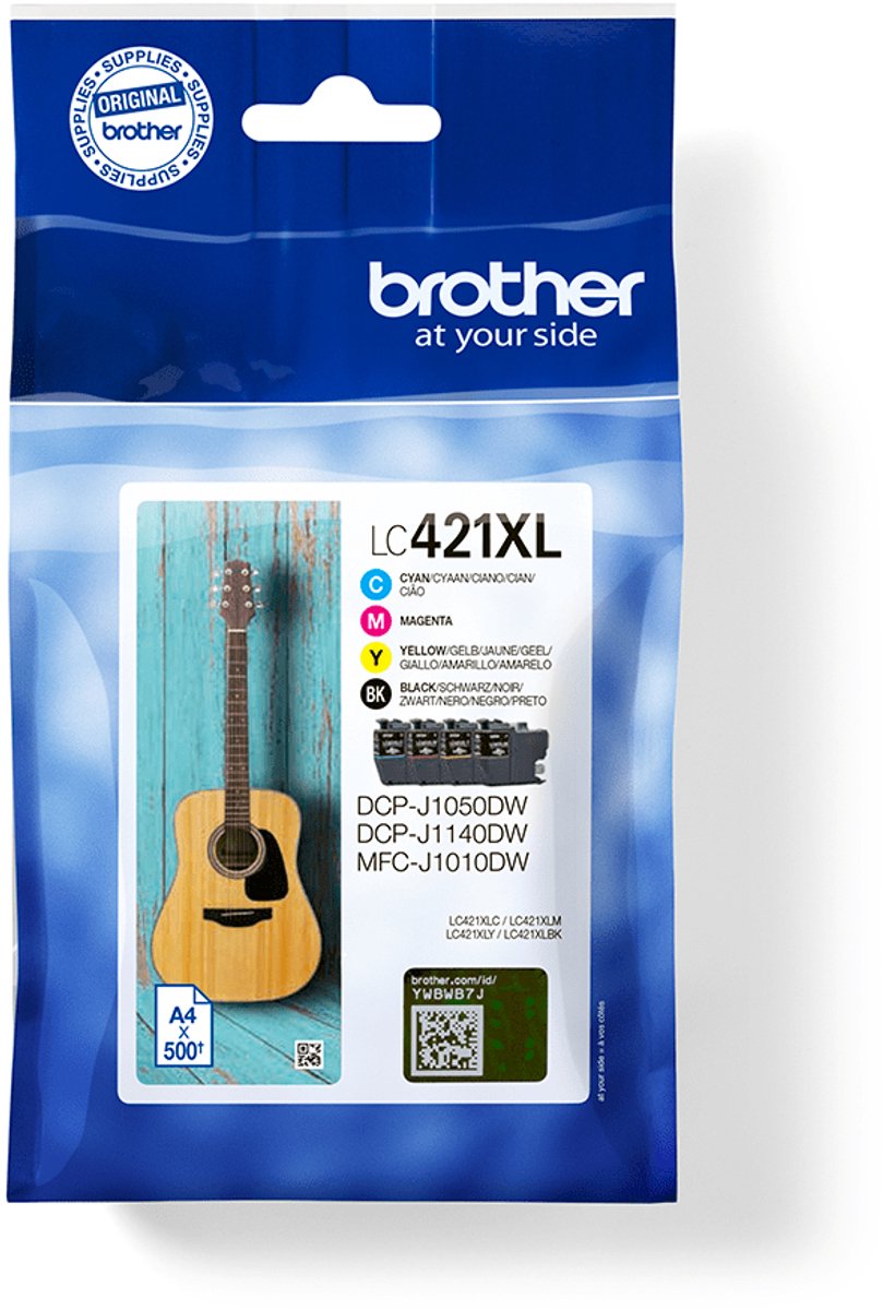 Inktcartridge brother lc-421xl zwart + 3 kleuren | 4 stuk | 4 stuks