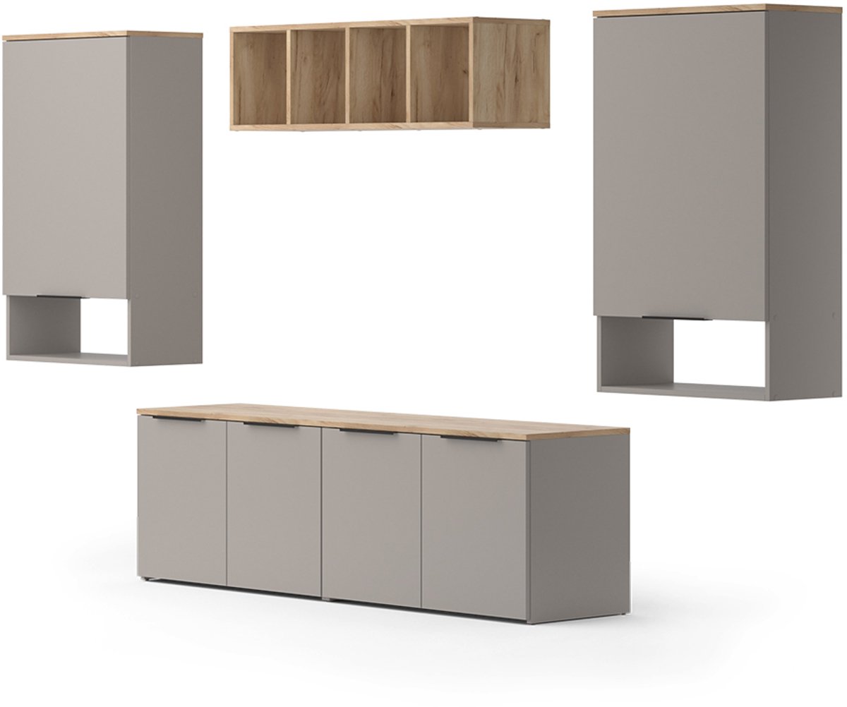 Vicco Wido Woonwand – 5 delen Grijs