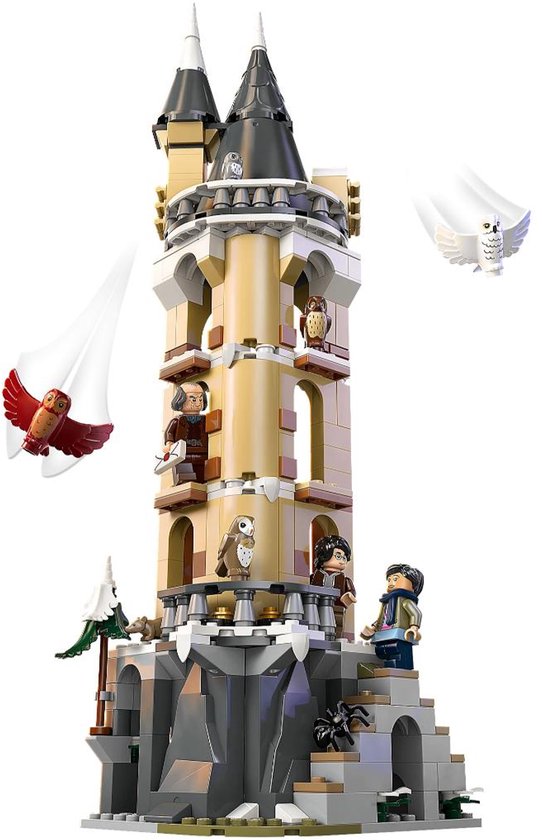 LEGO Harry Potter L'aile aux hiboux de Poudlard 76430. Modèle avec tours, arches, personnages et hiboux volants.