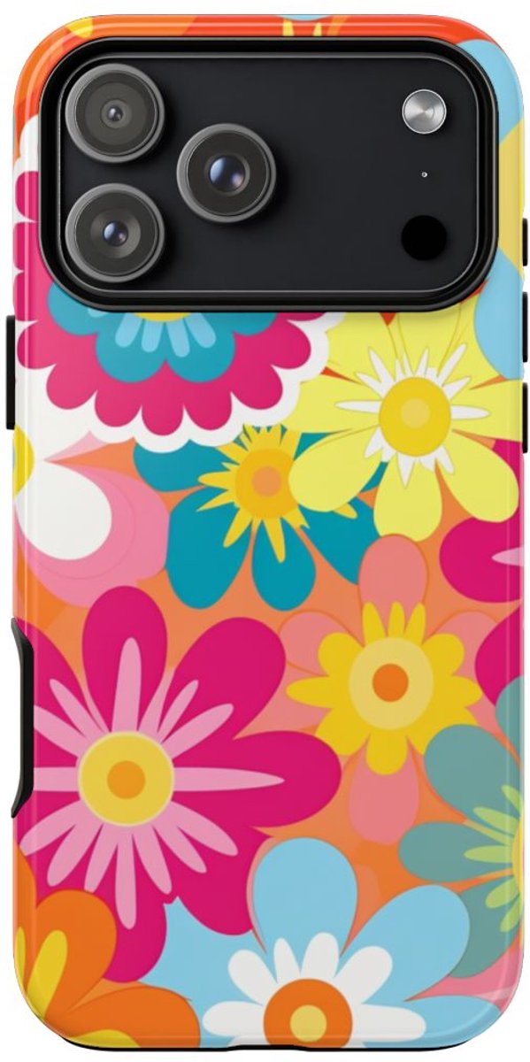 Kleurrijk Retro Bloemenpatroon – Telefoonhoesje Geschikt voor iPhone 17 Pro Max