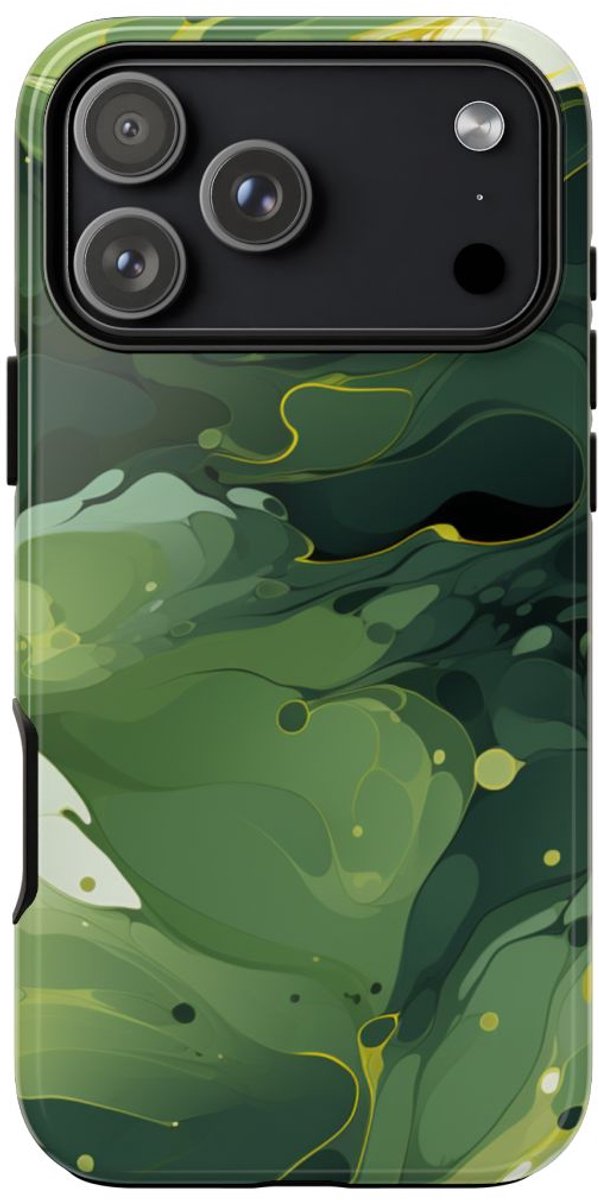 Groene Suminagashi Marmer Abstract – Telefoonhoesje Geschikt voor iPhone 17 Pro Max