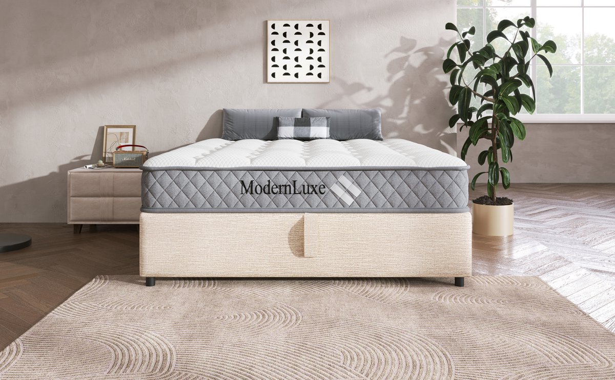 in& out door furniture Orthopedisch koudschuim matras 180x200 cm, matras met 7-zones pocketveren kern, stevigheidsgraad H3 (medium stevig) – OEKO-TEX® gecertificeerd, 20 cm hoogte, 4 handgrepen + vacuüm verpakt Wit