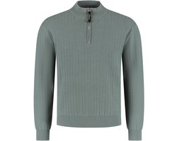 PURE PATH Regular Fit Zig Zag Half Zip Knitwear Truien & Vesten Heren - Sweater - Hoodie - Vest- Olijf - Maat S