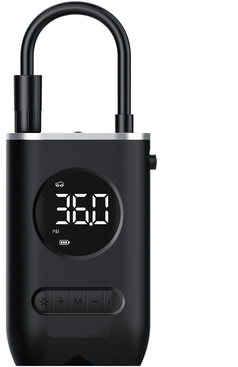 Ynkkvre - Elektrische Luchtpomp 150 PSI - 4x Sneller - Met Digitaal Banden Spanningsmeter - LED Lamp - 4 Modi Accu Compressor voor Fiets Auto Motor en Ballen