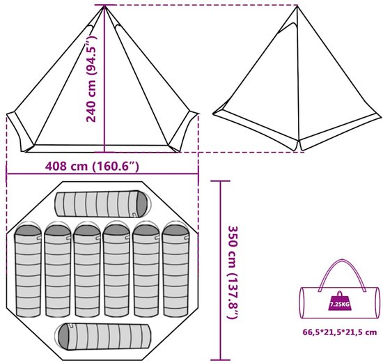 vidaXL - Tipitent - 6-persoons - waterdicht - grijs - en - oranje van Vidaxl — afbeelding 3