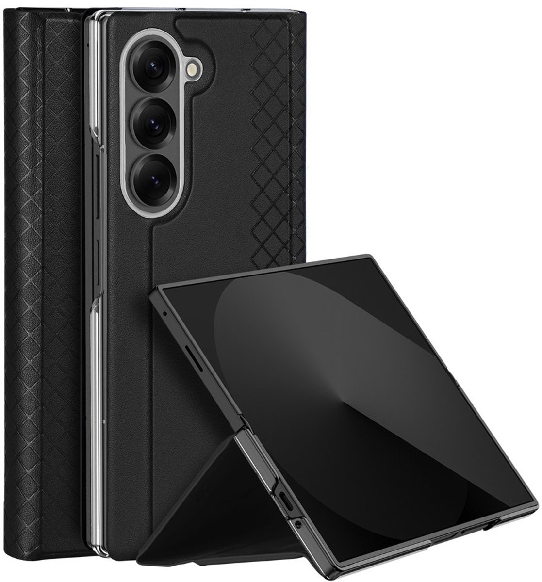 Dux Ducis Geschikt voor Samsung Galaxy Z Fold 7 Leren hoes - bookcase - Zwart
