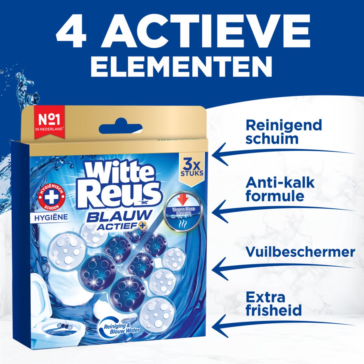 Witte Reus Toiletblok Blauw Actief Hygiene - 3 stuks
