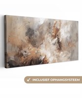 Canvas schilderij 200x100 cm - Wanddecoratie Verf - Abstract - Beige - Kunst - Muurdecoratie woonkamer - Kamer decoratie modern - Abstracte schilderijen