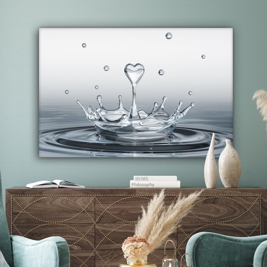 Peinture sur toile 120x80 cm - Décoration murale Abstrait - Moderne - Water - Coeur - Décoration murale salon - Décoration chambre moderne - Tableaux abstraits