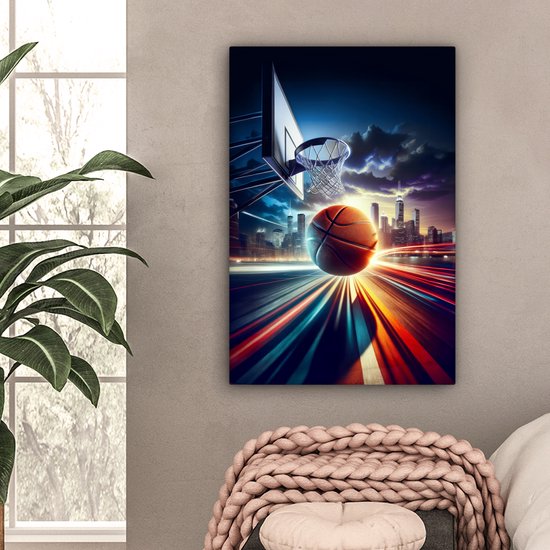 Peinture sur toile 40x60 cm - Décoration murale Basketbal - Sport - Basket - Ville - Décoration murale murale chambre ado - Décoration chambre ado - Accessoires chambre ado - Tableaux chambre