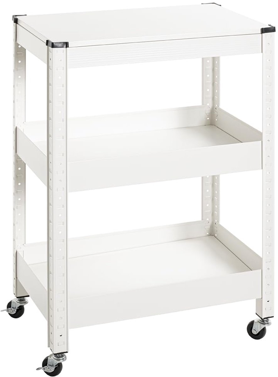 Azomor® Moderne witte serveerwagen met verstelbare planken en wielen