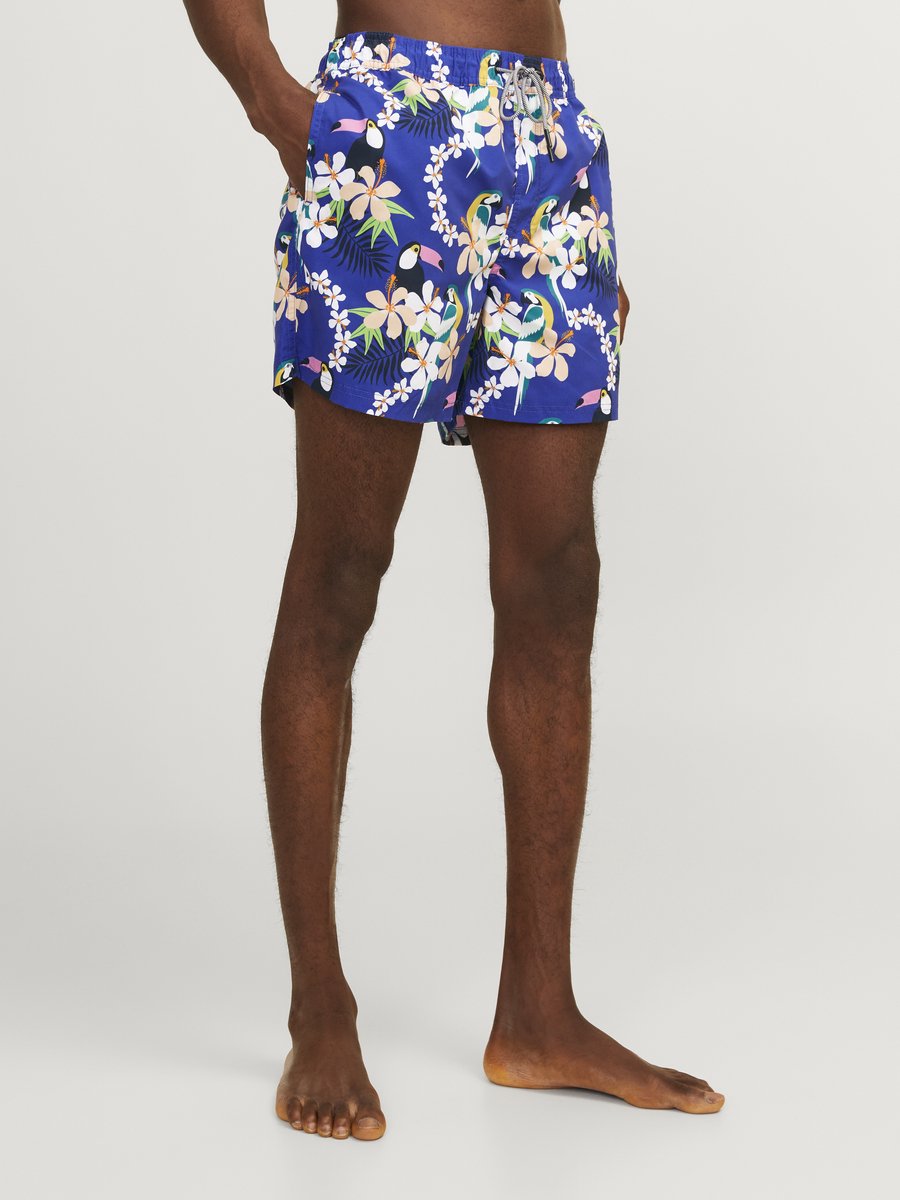 Jack & Jones Heren Zwemshorts JPSTFIJI AOP Blauw Tropisch Paradijs Print — afbeelding 9