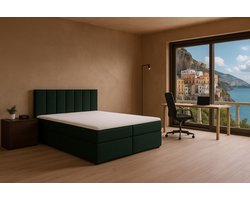 Boxspring Amalfi vlak, 160x200 cm, kleur donkergroen