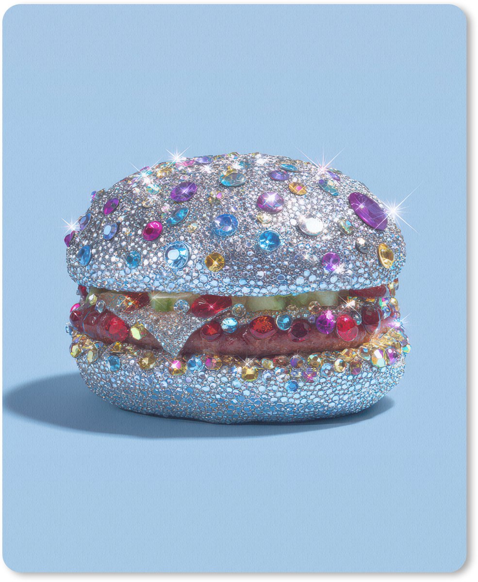 Muismat 19x23 cm - Mousepad Glitters - Hamburger - Blauw - Muismatten