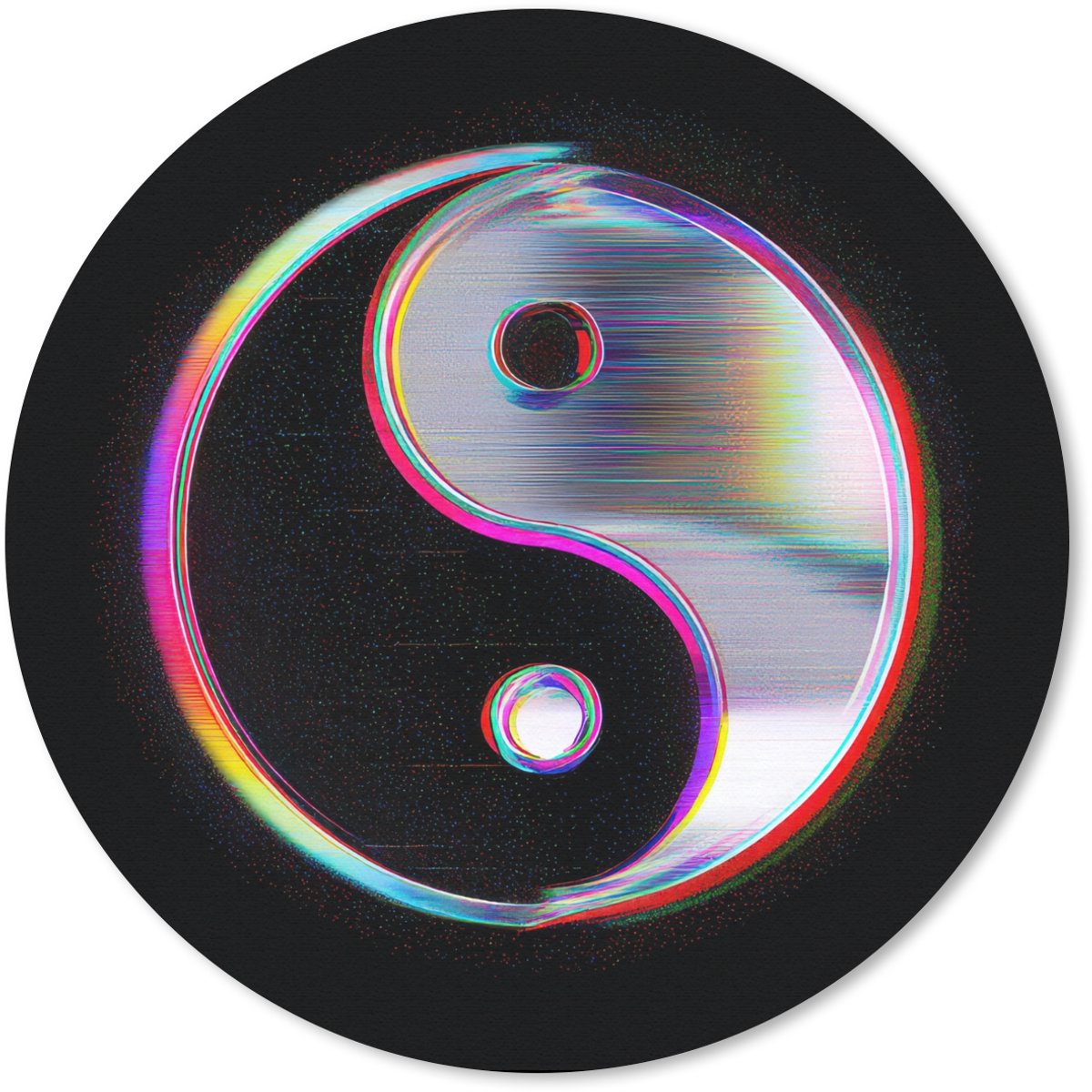 Muismat rond 50x50 cm - Mousepad Yin-Yang - Cirkel - Regenboog - Ronde muismatten