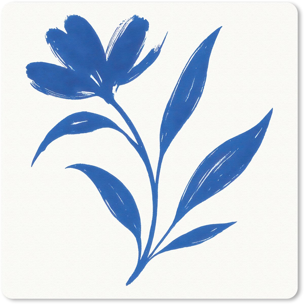 Muismat 30x30 cm - Mousepad Bloem - Blaadjes - Minimalistisch - Blauw - Muismatten