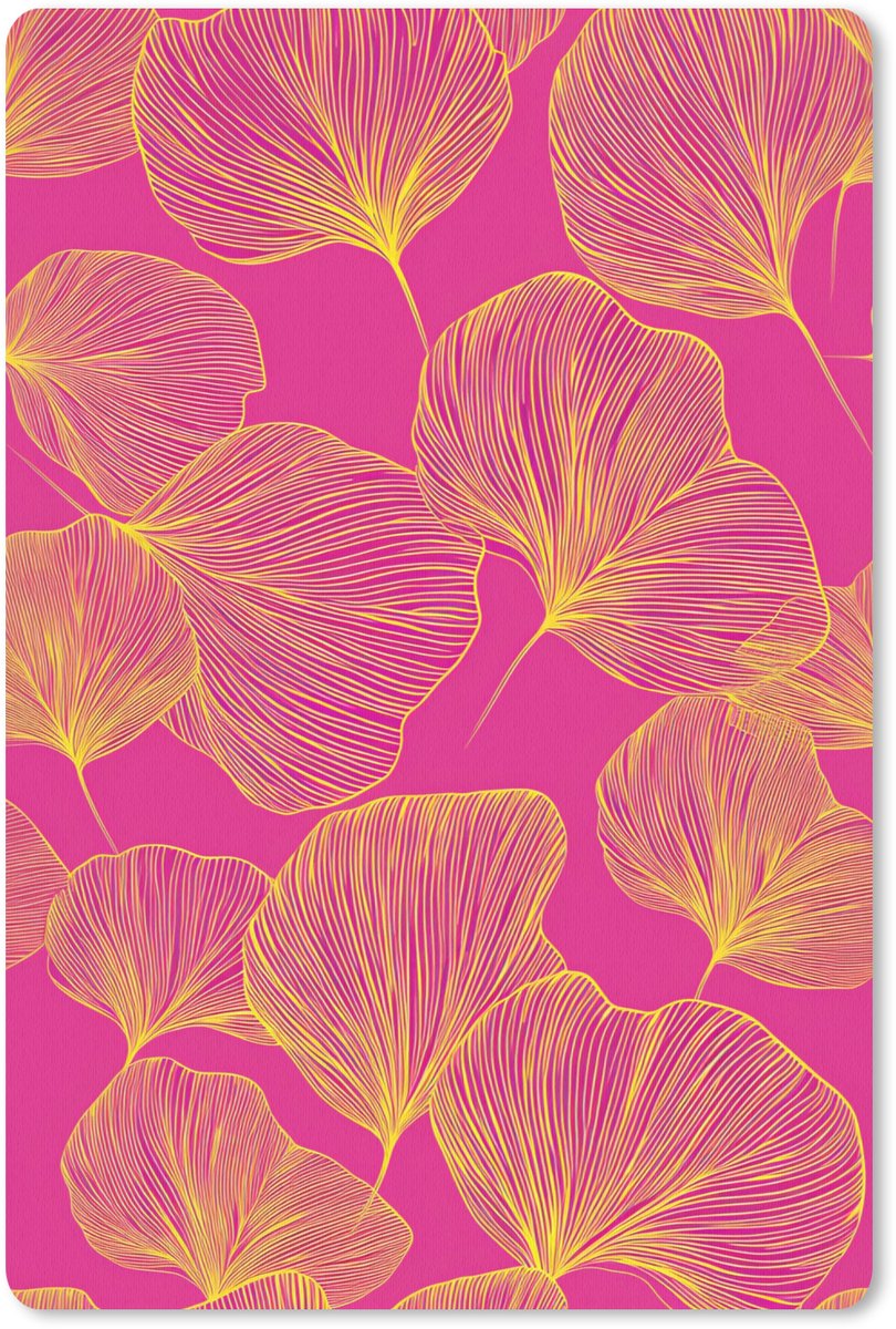 Muismat 18x27 cm - Mousepad Bladeren - Nerven - Grafisch - Roze - Muismatten