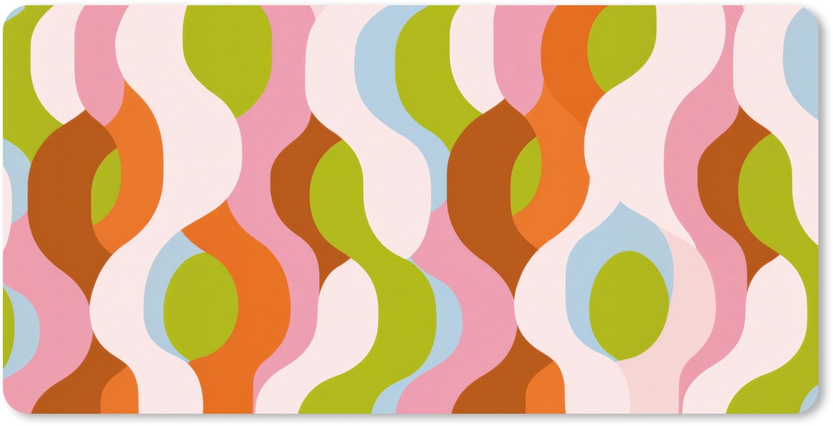 Muismat XXL 100x50 cm - Bureau onderlegger - Bureau mat Abstract - Vormen - Roze - Bureaumat - Gaming mousepad xl - Bureaulegger groot - Computer deskmat