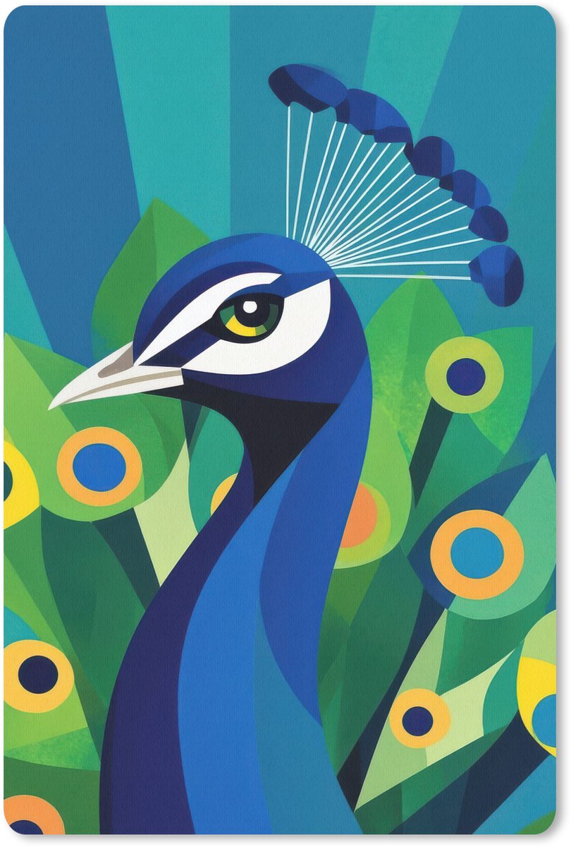 Muismat 18x27 cm - Mousepad Pauw - Cirkels - Blauw - Muismatten