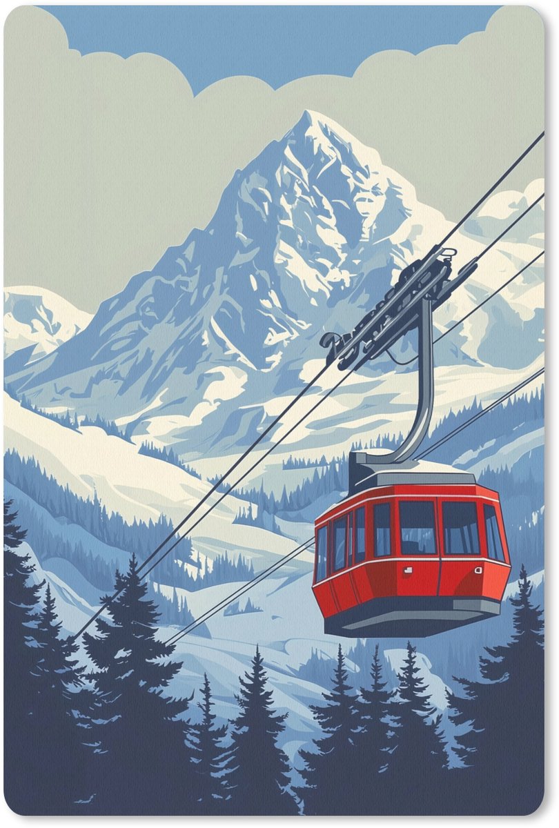 Muismat 18x27 cm - Mousepad Kabelbaan - Sneeuw - Berglandschap - Muismatten