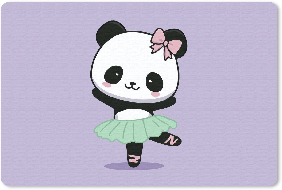 Muismat 27x18 cm - Mousepad Panda - Paars - Sierlijk - Kawaii - Muismatten