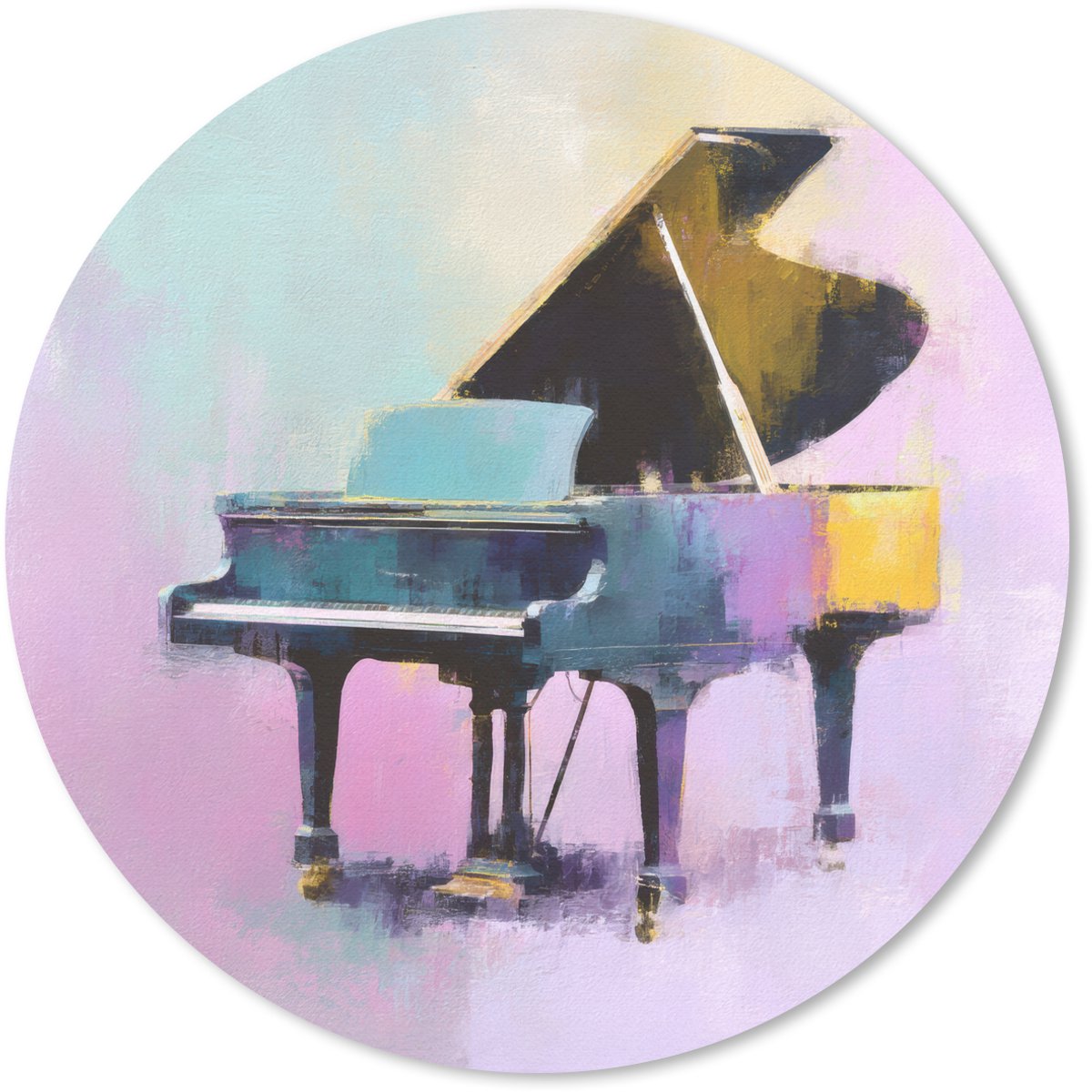 Muismat rond 30x30 cm - Mousepad Piano - Pastel - Elegant - Dromerig - Ronde muismatten