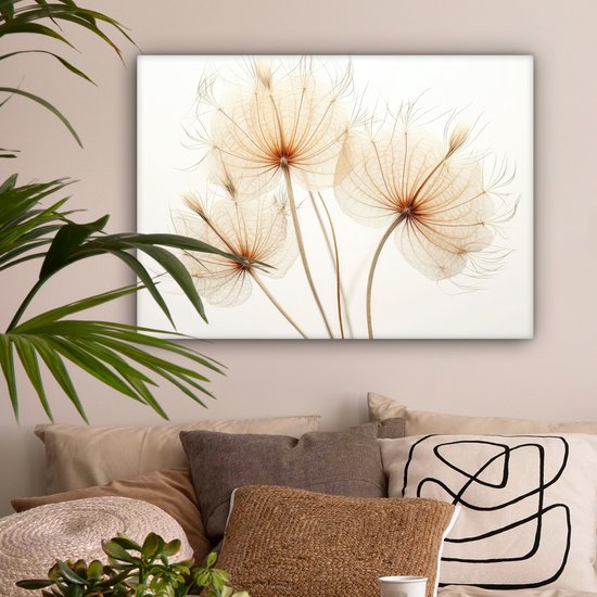Peinture sur toile 80x60 cm - Décoration murale Soleil - Pissenlits - Nature - Botanique - Décoration murale murale salon - Décoration chambre - Accessoires de chambre - Peintures