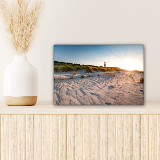 Tableau sur toile - Phare de plage et de mer 30x20 - Accessoires de décoration de chambre - Tableaux de plage salon - Décoration murale Dunes chambre - Décoration murale cuisine - Toile murale intérieur - Décoration maison - Accessoires de maison