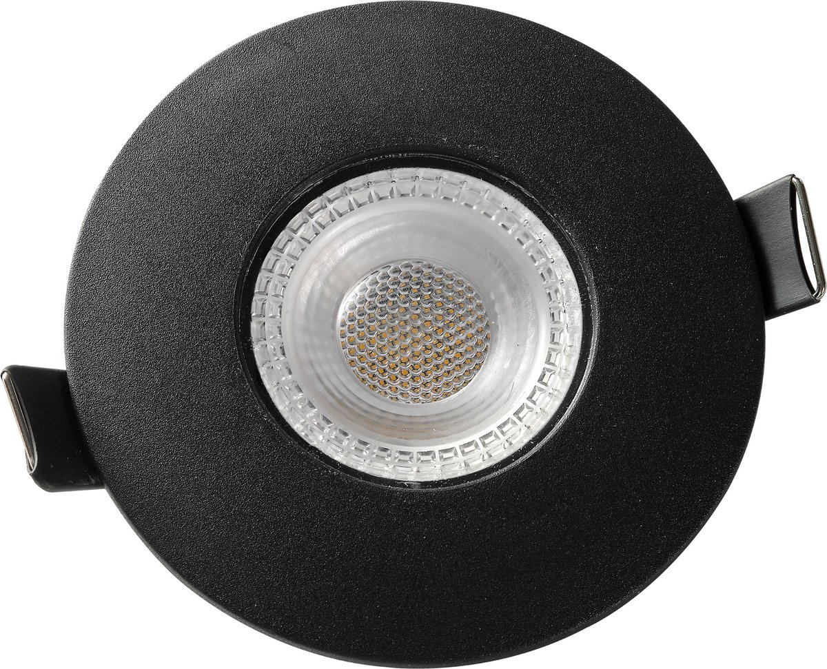 McShine LED Inbouwspot IP65 - Badkamerspot - Spatwaterdicht - 4,9W - 3000K - Ø88 mm - Zwart
