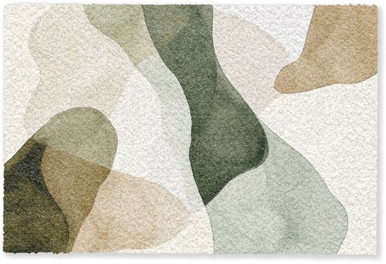 Paillasson 90x60 cm - Paillasson Japandi - Abstrait - Vert - Tapis d'intérieur - Paillasson - Paillassons imprimés