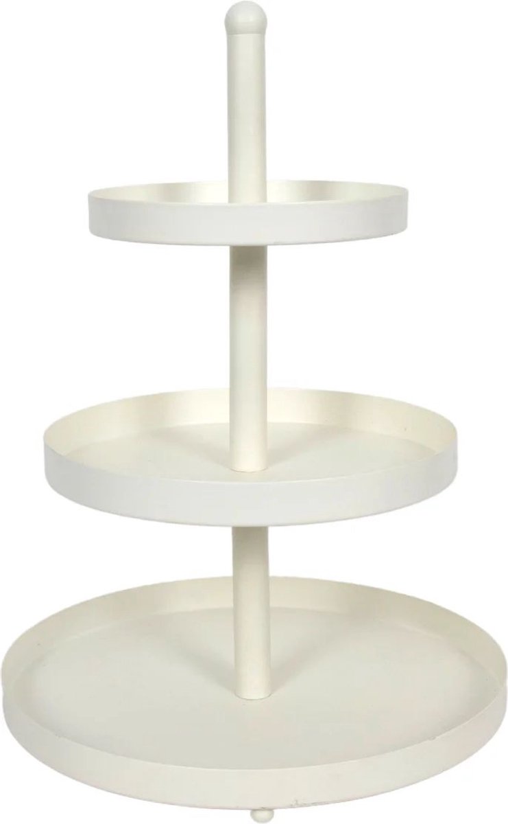 Cookinglife Etagere Food for Fun Creme - 3-Laags Ø 15/20/25 cm 35 cm Hoog - Metaal - Compact En Stabiel