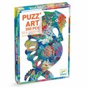 Doos van de Djeco Puzz'Art 350 stukjes 'Zee paardje' puzzel, met een kleurrijk, gedetailleerd zeepaardje op de voorkant.