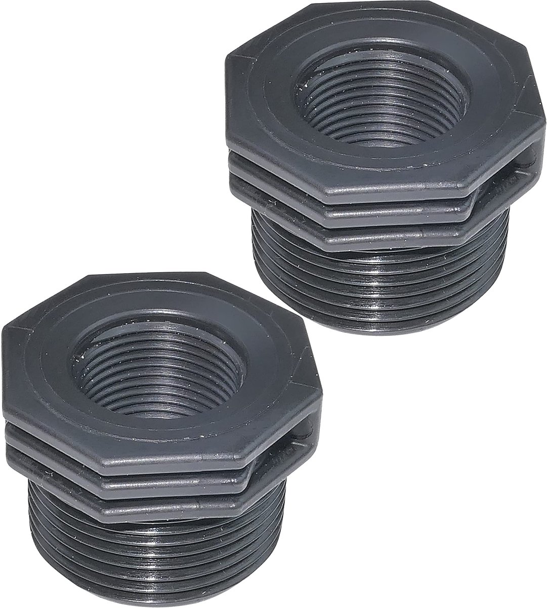 C51852 - Set van 2 Reducers Plastic Man/Vrouw - 1 1/4 inch x 3/4 inch met Binnenstop