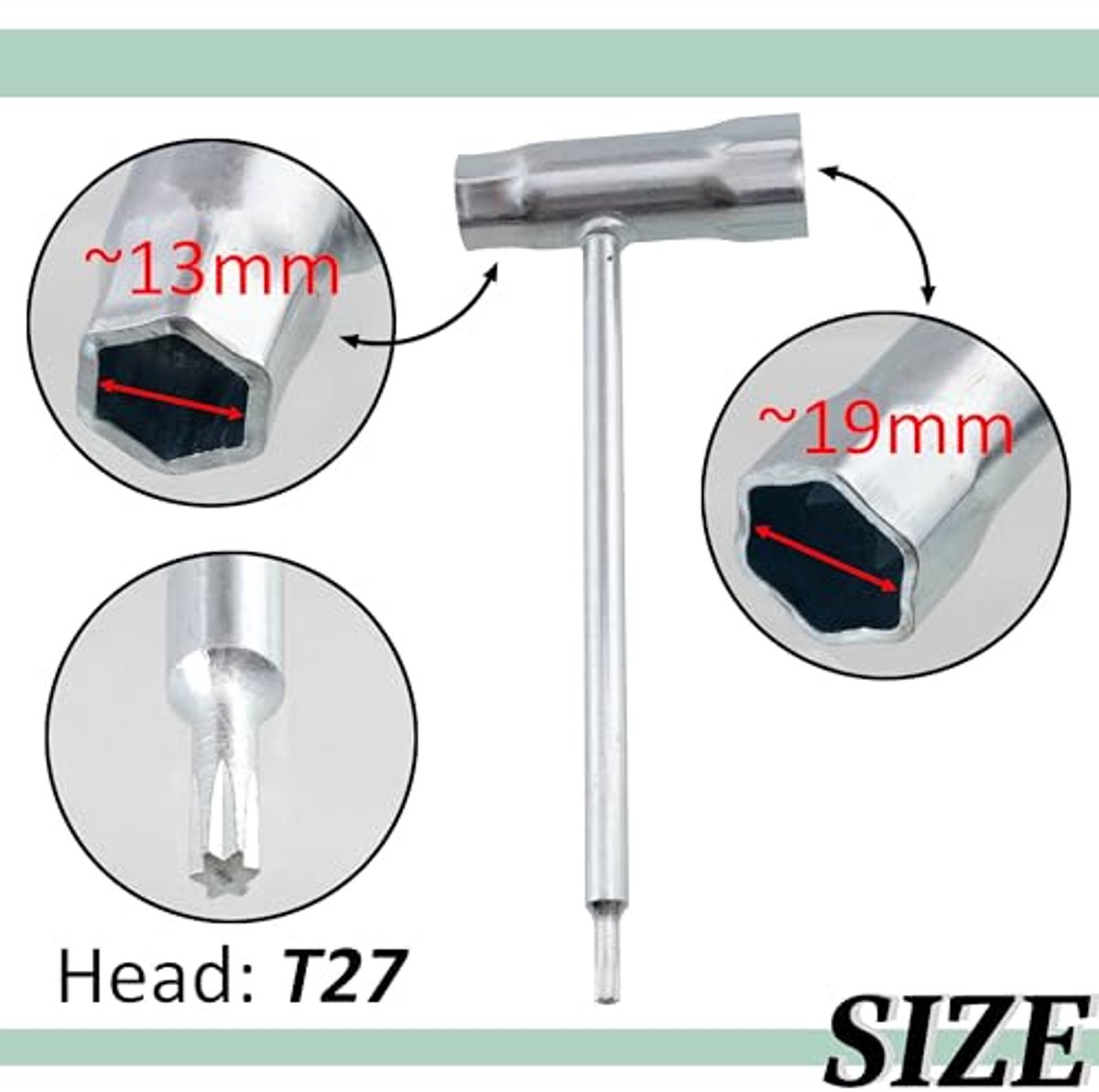 C73119 - Steeksleutel voor Bougies 13 x 19 mm - T-vormige Handgreep T27 - Gemaakt van Staal