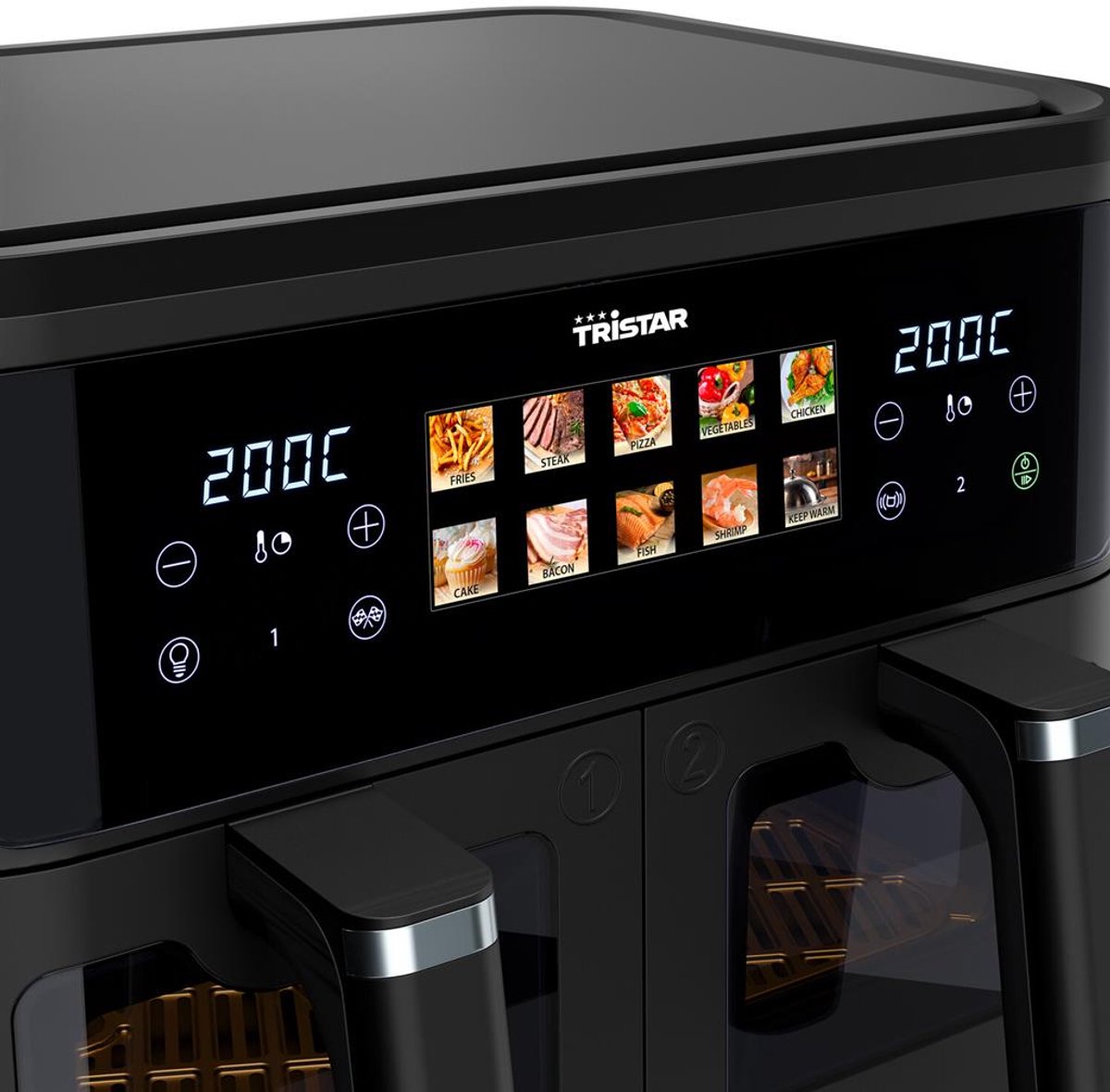 Dubbele Airfryer 9L – 2 Manden – 10 Programma’s – 2500W – Digitaal Touchscreen – Tristar FR-9075 – Zwart — afbeelding 3