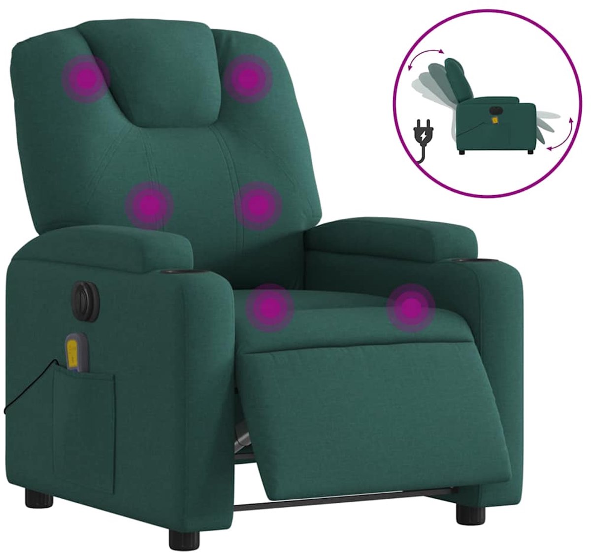 vidaXL Massagestoel - elektrisch - verstelbaar - stof - donkergroen
