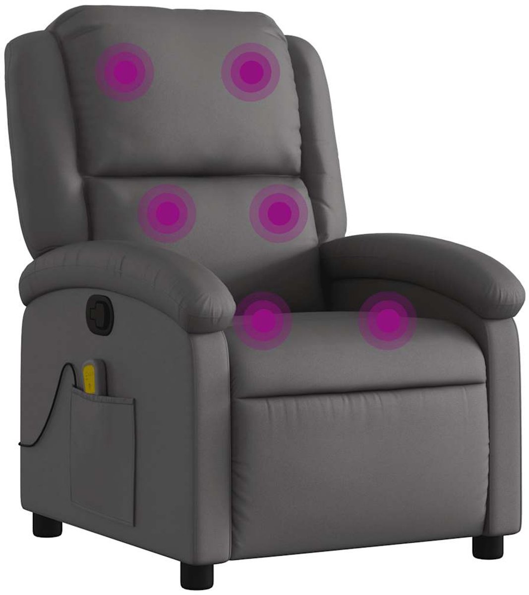 vidaXL Massagestoel - echt - leer - grijs