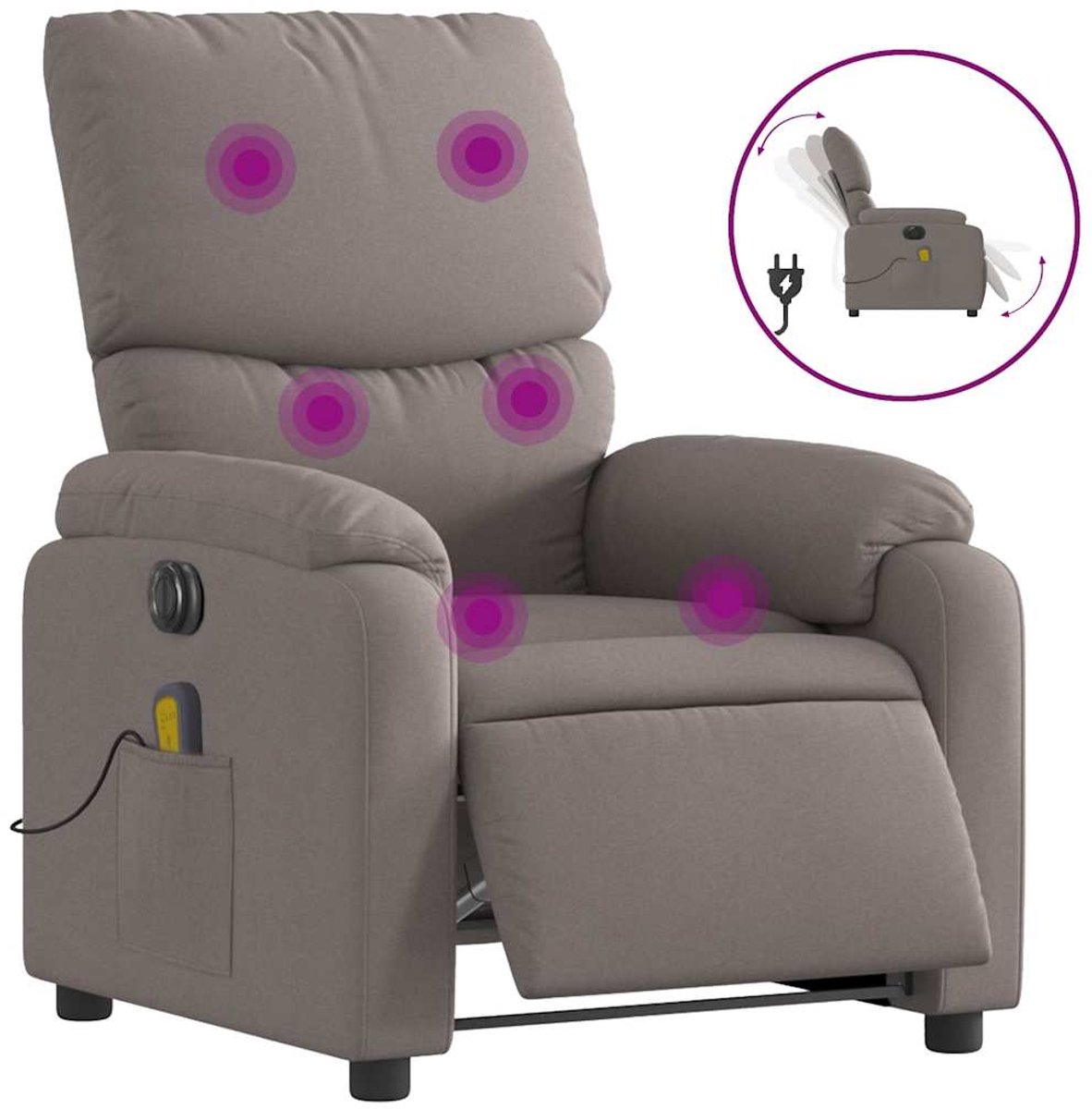 vidaXL Massagestoel Elektrisch Verstelbaar Taupe