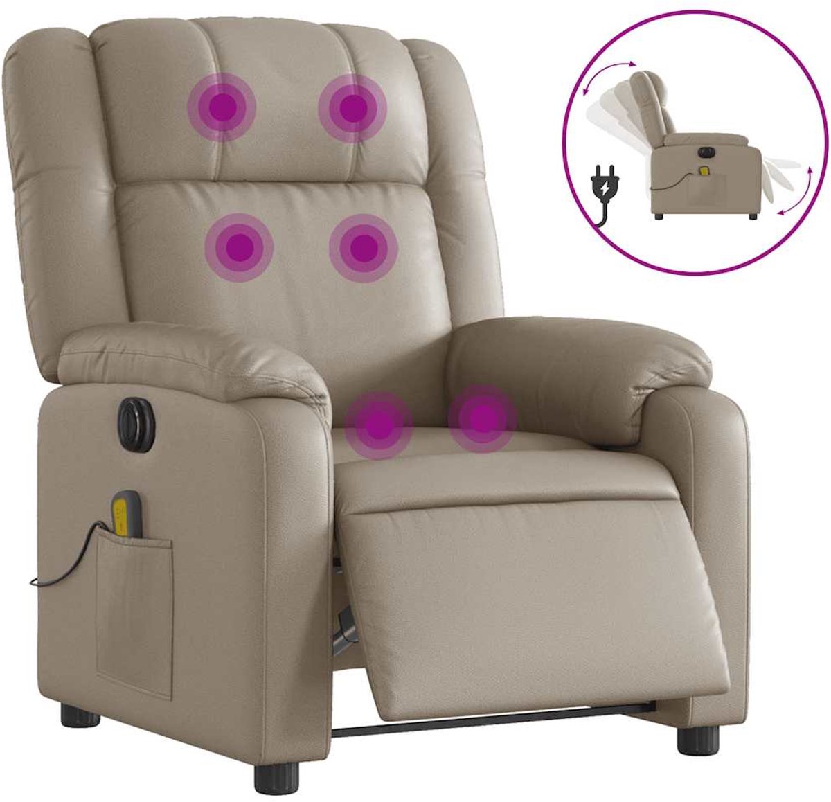 vidaXL Massagestoel - verstelbaar - elektrisch - kunstleer - cappuccinokleurig