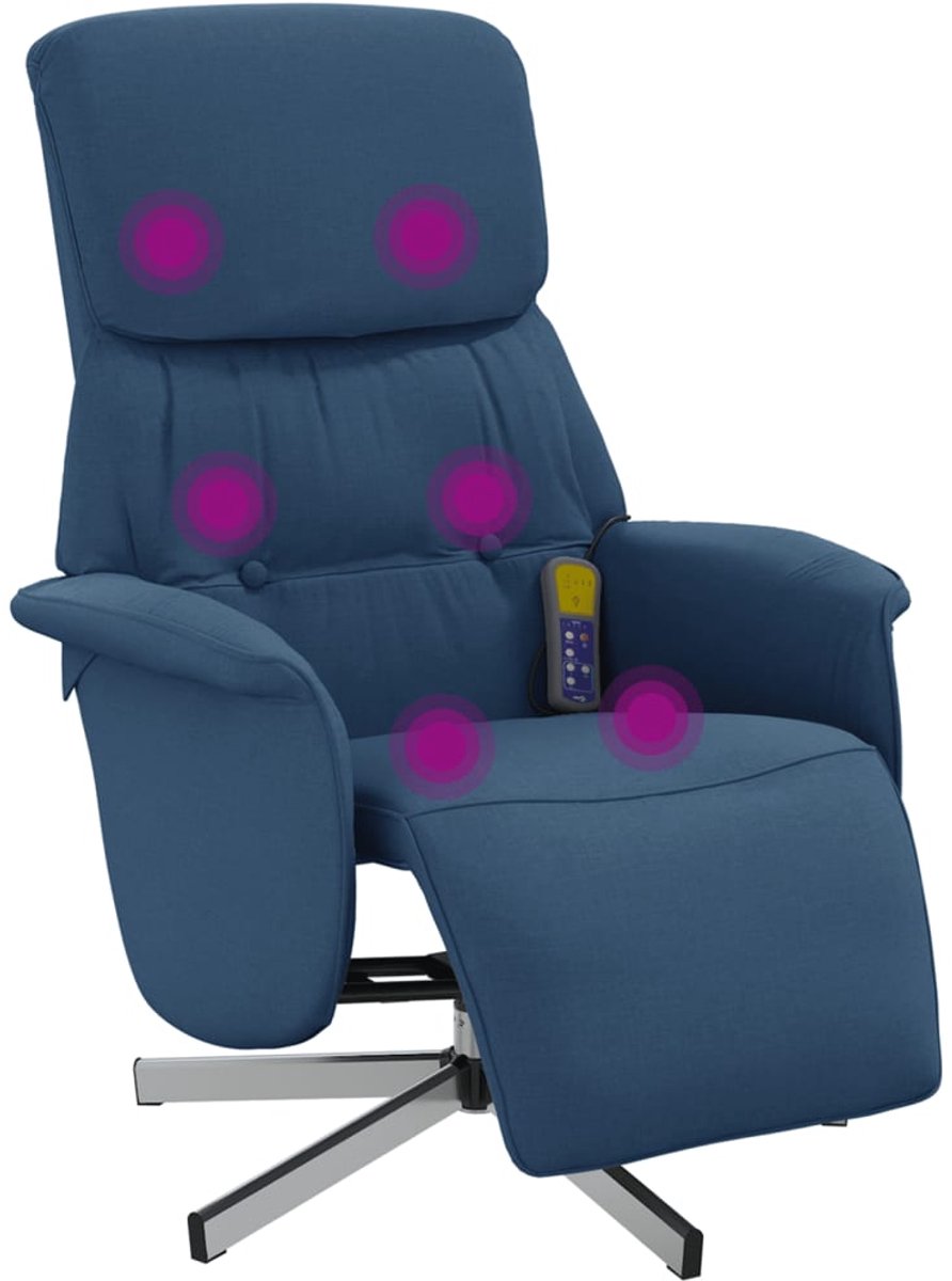 vidaXL Massagestoel - verstelbaar - met - voetensteun - stof - blauw