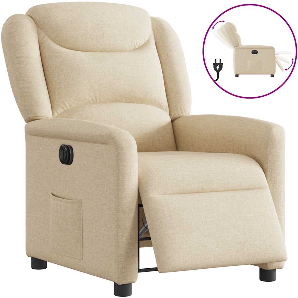 vidaXL Fauteuil - verstelbaar - elektrisch - stof - crèmekleurig
