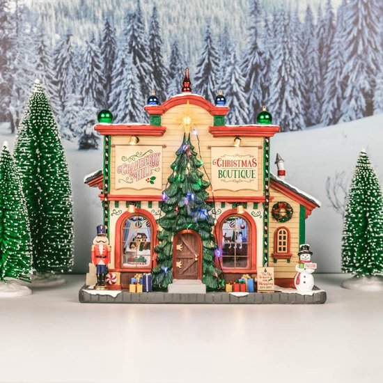 Lemax - 'Cranberry Hill Christmas Boutique' - Verlicht gebouw - Exclusief adapter (werkt ook op batterijen)