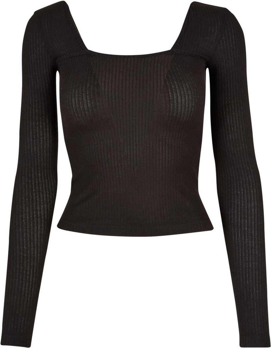 Urban Classics Rib Squared Neckline Longsleeve top XL Zwart