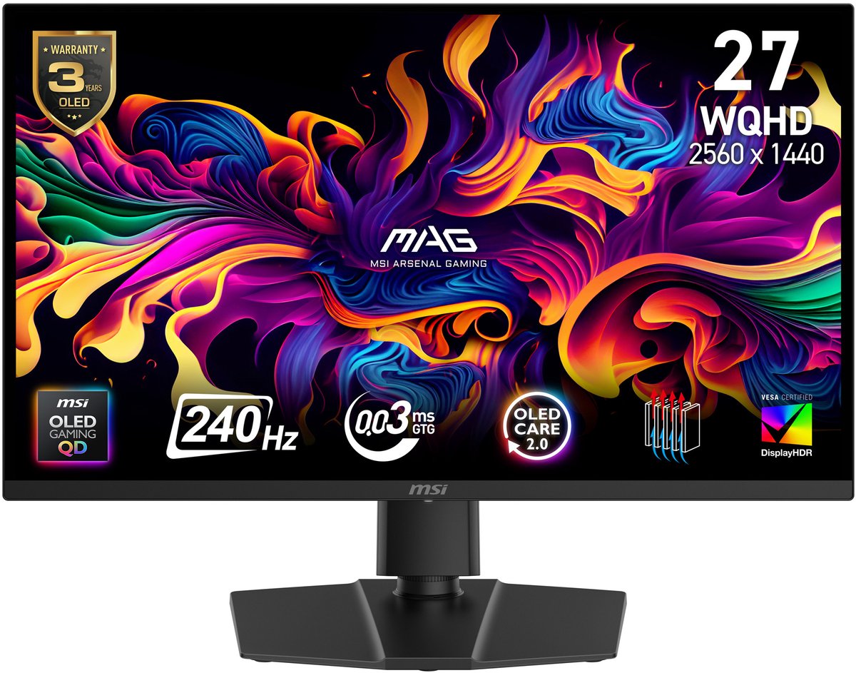 MSI MAG 271QP QD-OLED X24 - QHD Gaming Monitor - 240hz - 27 inch - - MSI - €484,99