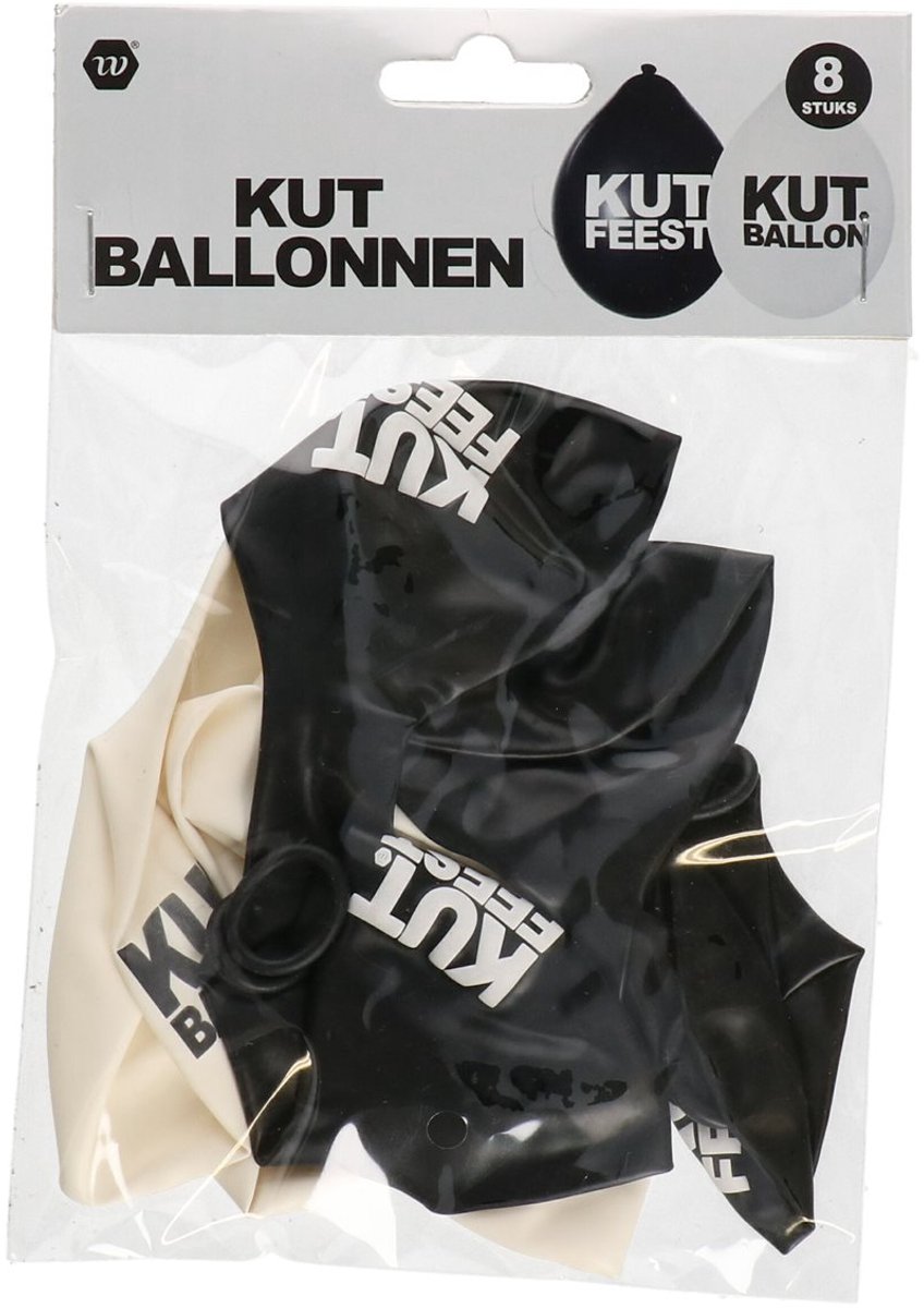 Ballonnen Kutfeest - zwart en wit - 8 stuks - latex ballonnen